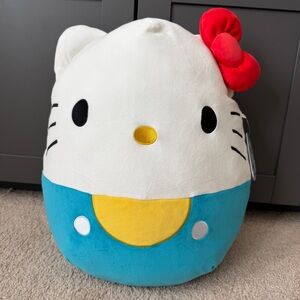 Hello Kitty 20 Inch Squishmallow with Red Bow and Blue Outfit